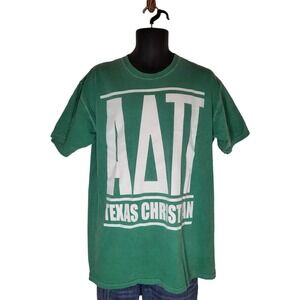 Comfort Colors Shirt Mens‎ L Green Alpha Delta Pi Sorority Texas Christian TCU